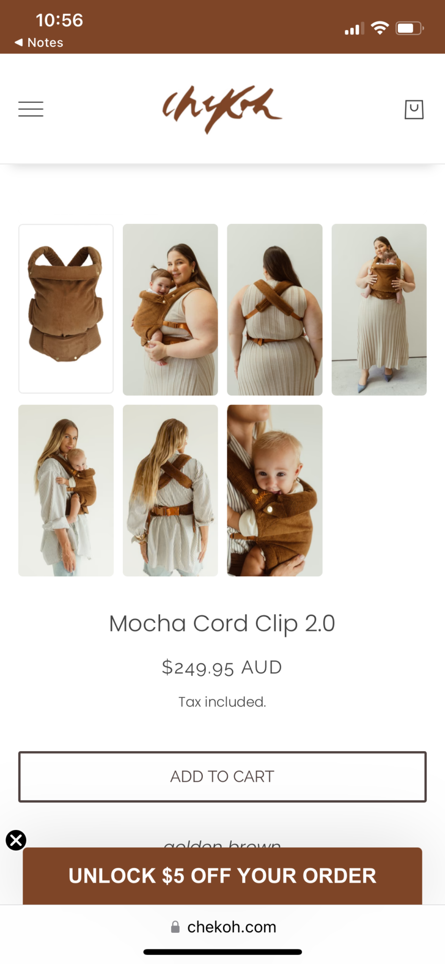 Baby Carrier - Chekoh Mocha Cord Clip 2.0