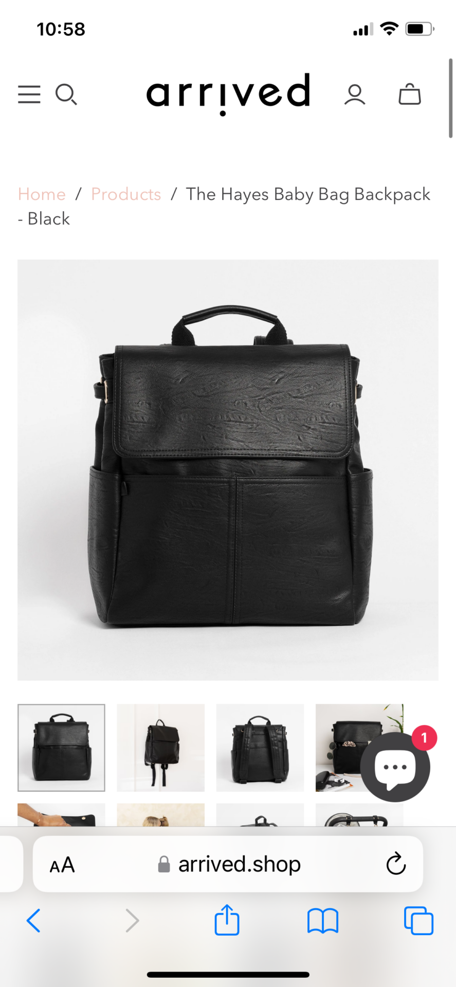 Nappy Backpack - Arrived The Hayes Baby Bag Backpack - Black