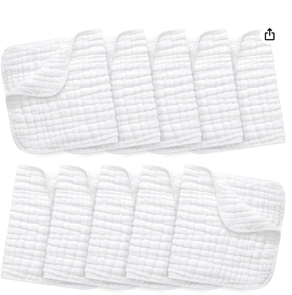 10 Pack Muslin Burp Cloths