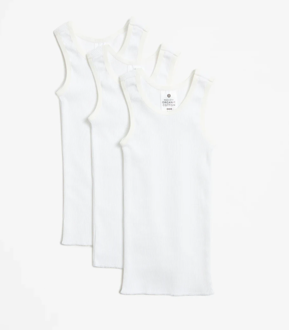 White Organic Cotton Vests 3 Pack