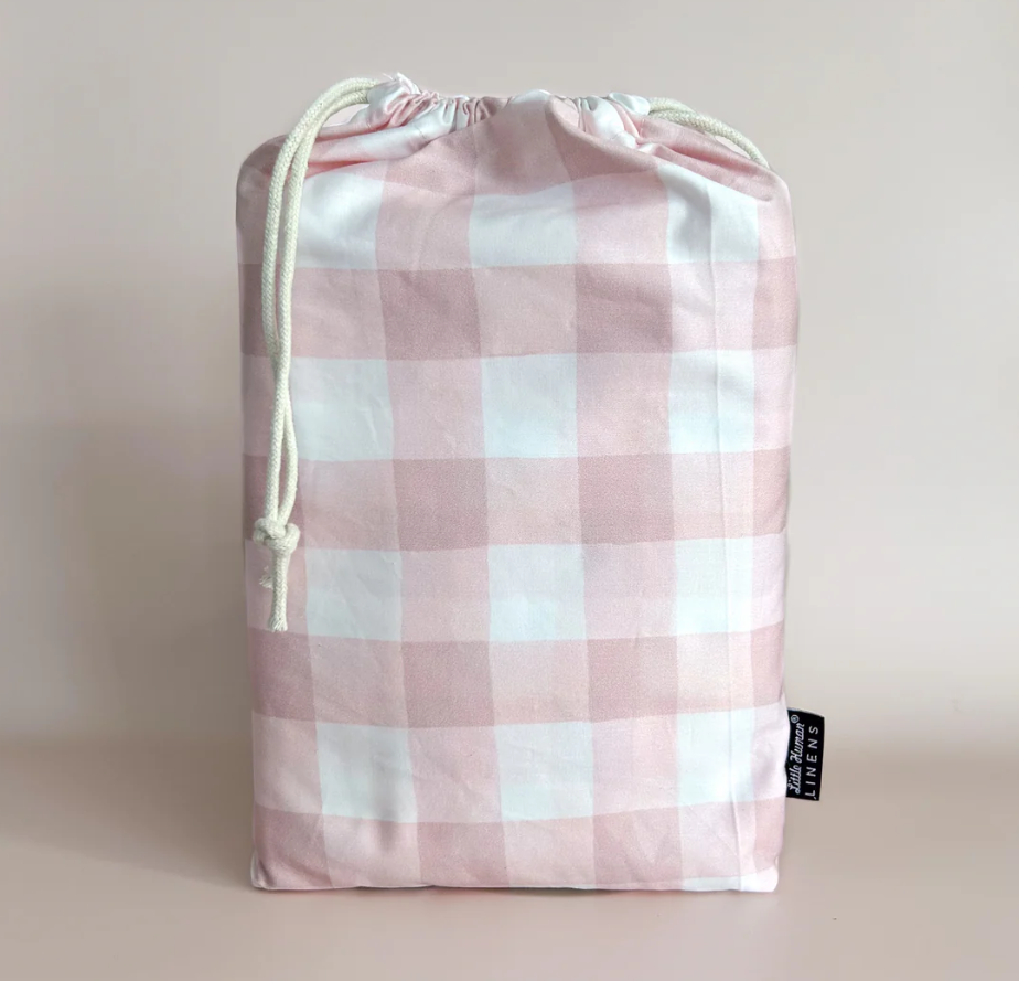Little Human Linens Cot Waterproof Sheet - Pink Gingham