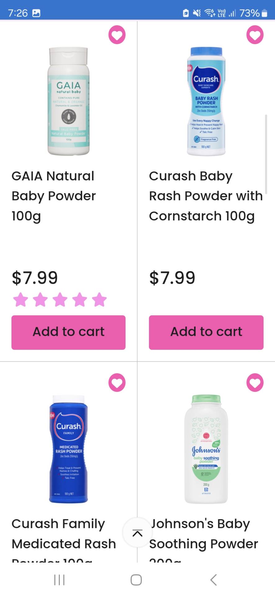 Baby powders and creams