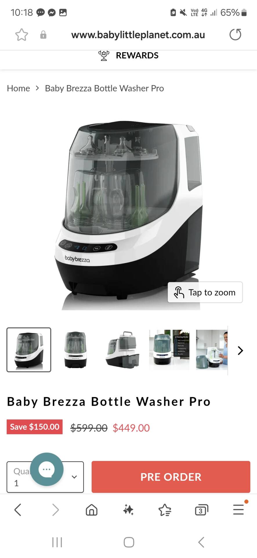 Baby brezza bottle washer , sterilizer and dryer
