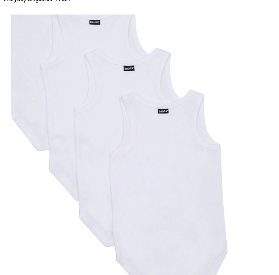 Bonds Everyday Singletsuit 4 Pack