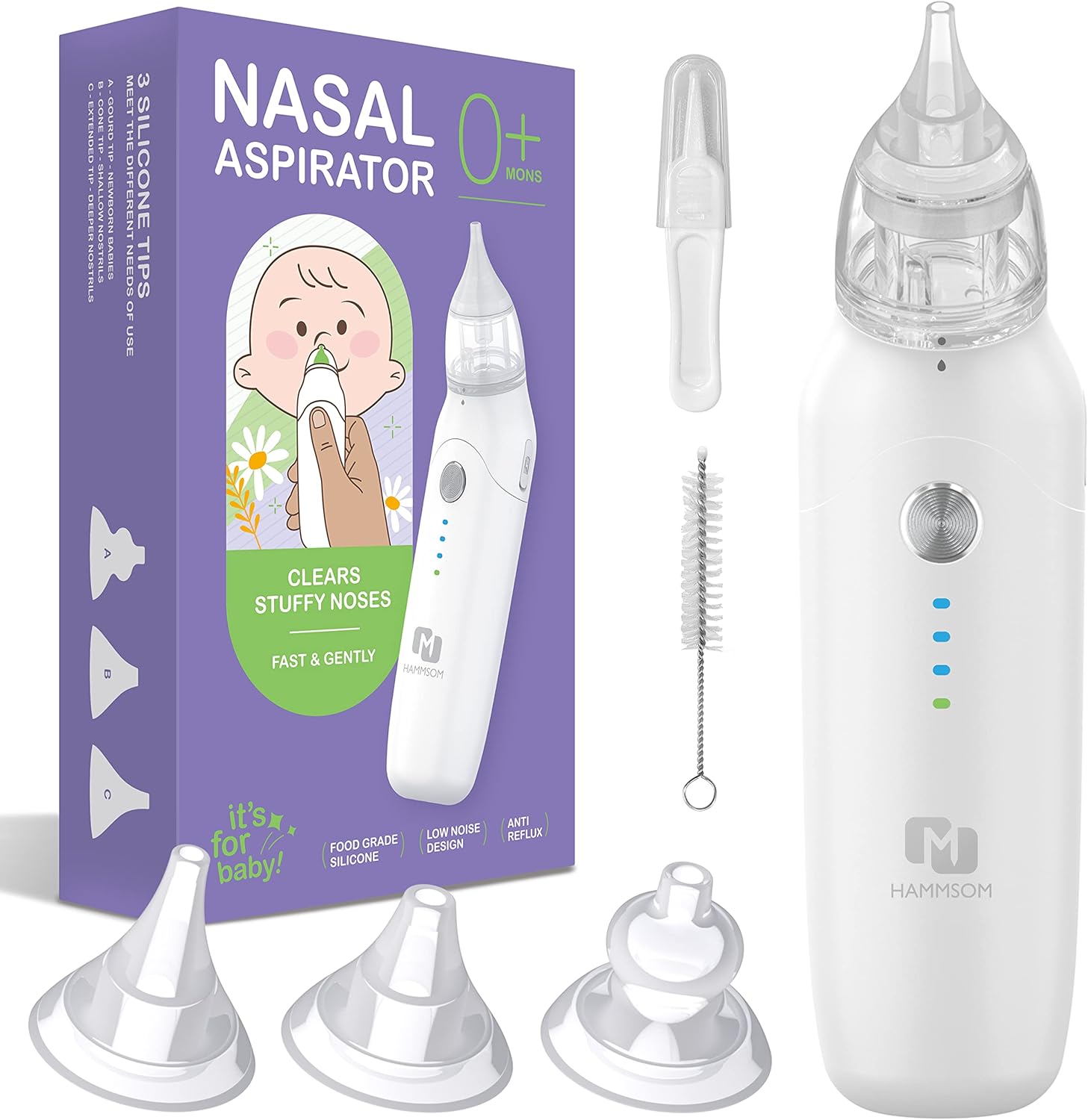 Electric Nasal Aspirator for Baby Nose Sucker,3 Different Nose Suction Nozzles, 3 Modes Snot Sucker for Baby, Deeply Nose Cleaner The Booger / Mucus / Snot,Babies Toddlers Newborn Essentials (White or Pink) $43.99