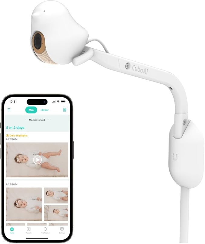 CuboAi 2025 New Model Smart Baby Monitor 3 with Wall Mount, 2.5K QHD Night Vision WiFi Camera, 2-Way Audio, Cry Detection, Sleep Safety Alerts, Temp & Humidity Sensor, App Control $329