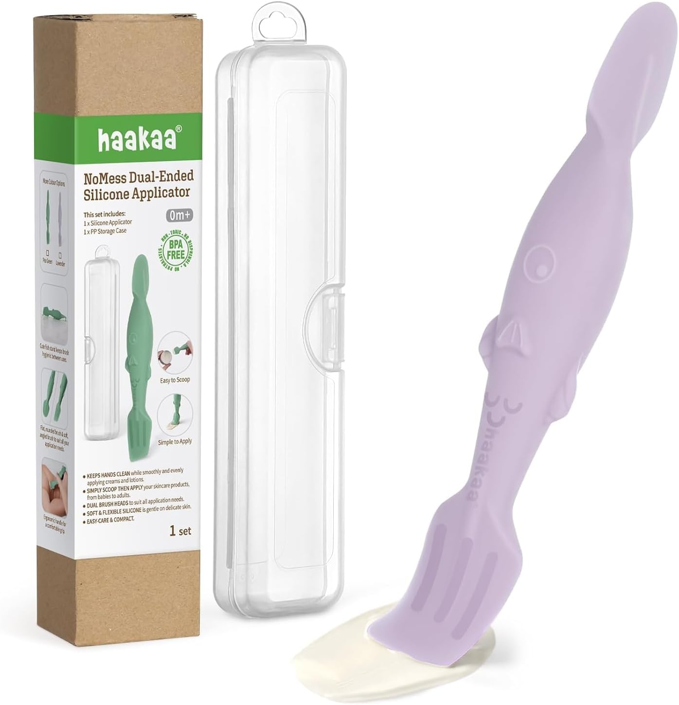 haakaa Baby Diaper Cream Spatula, NoMess Dual-Ended Silicone Diaper Rash Cream Applicator with Hygienic Case, Butt Spatula for Baby- Lavender $16.29