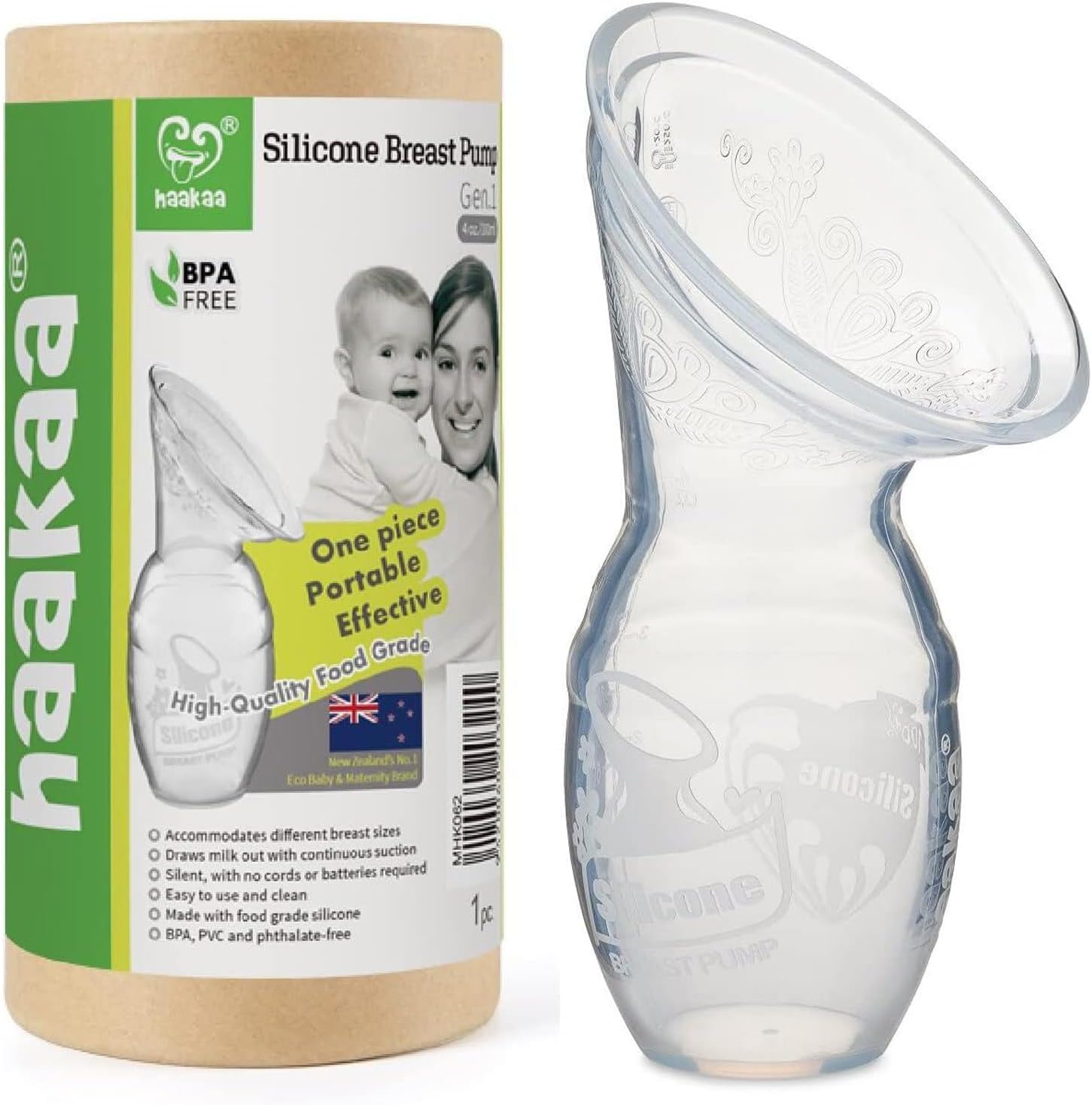 Haakaa Silicone Breastfeeding Manual Breast Pump Milk Pump 100% Food Grade Silicone BPA PVC and Phthalate Free, Clear $21.99