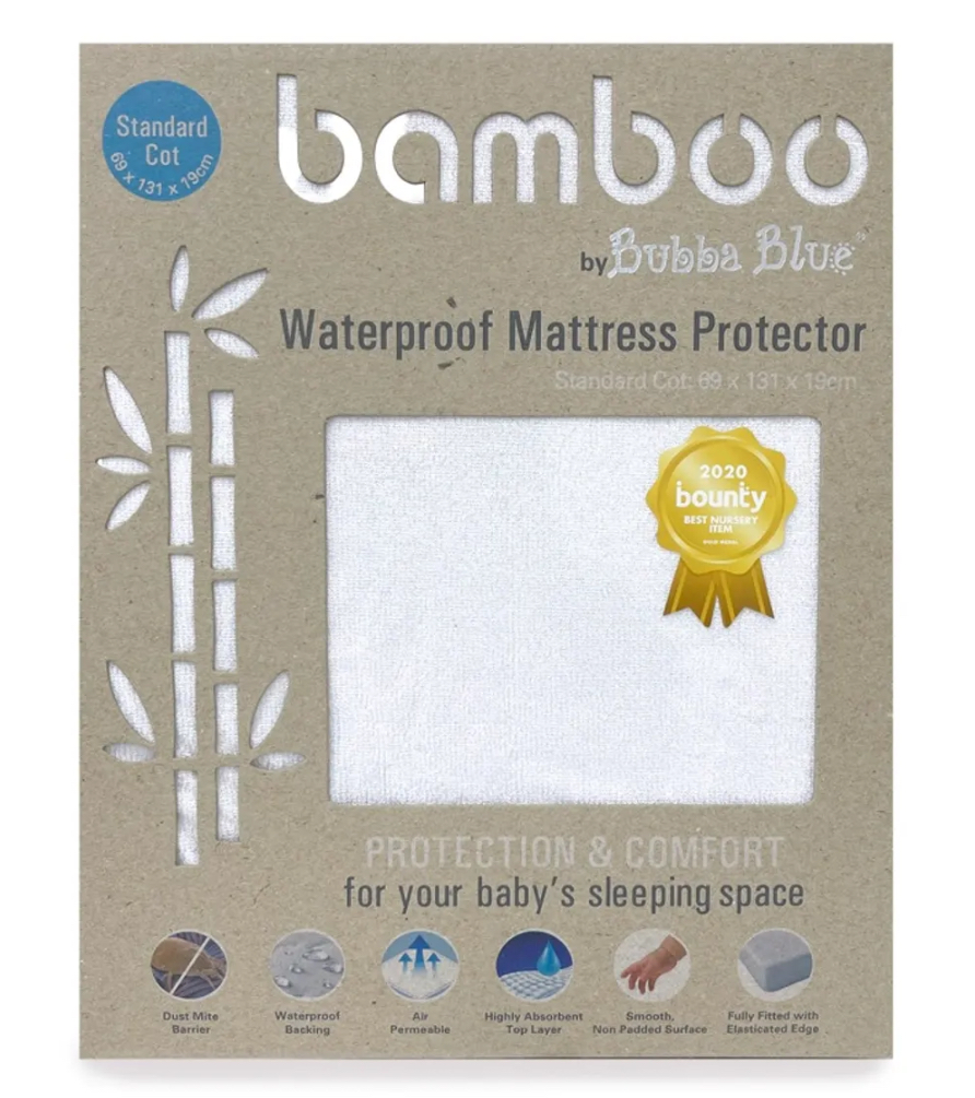 Bubba Blue Bamboo Mattress Protector Cot Standard