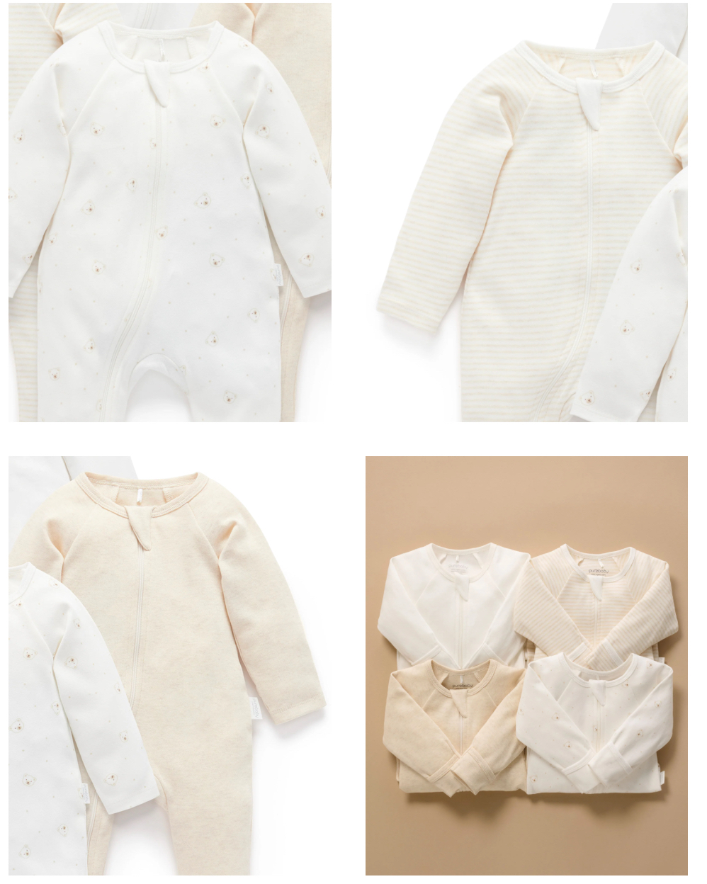 Vanilla Bear 4 Pack Zip Growsuit