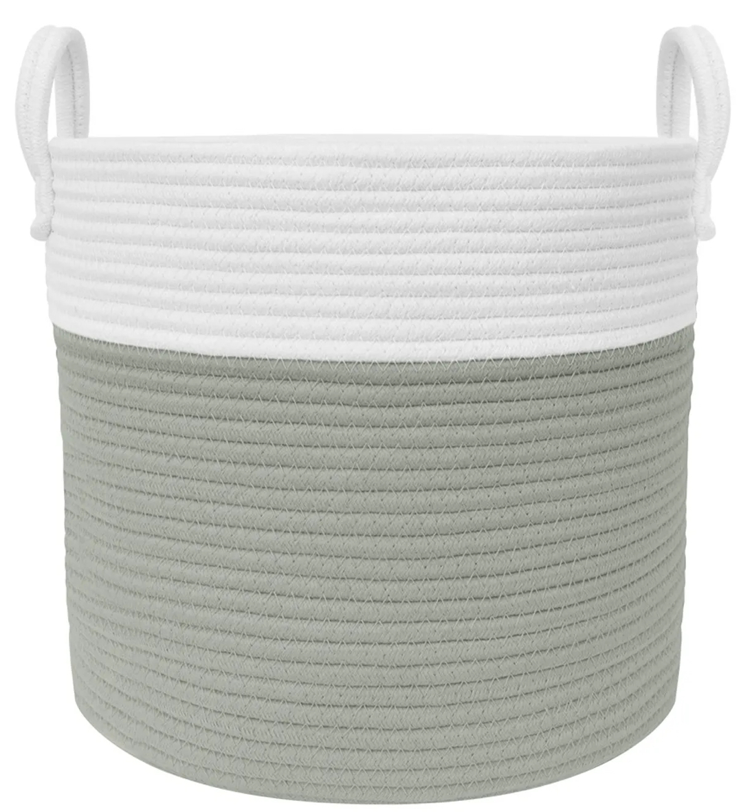 Living Textiles Cotton Rope Medium Hamper Sage/White