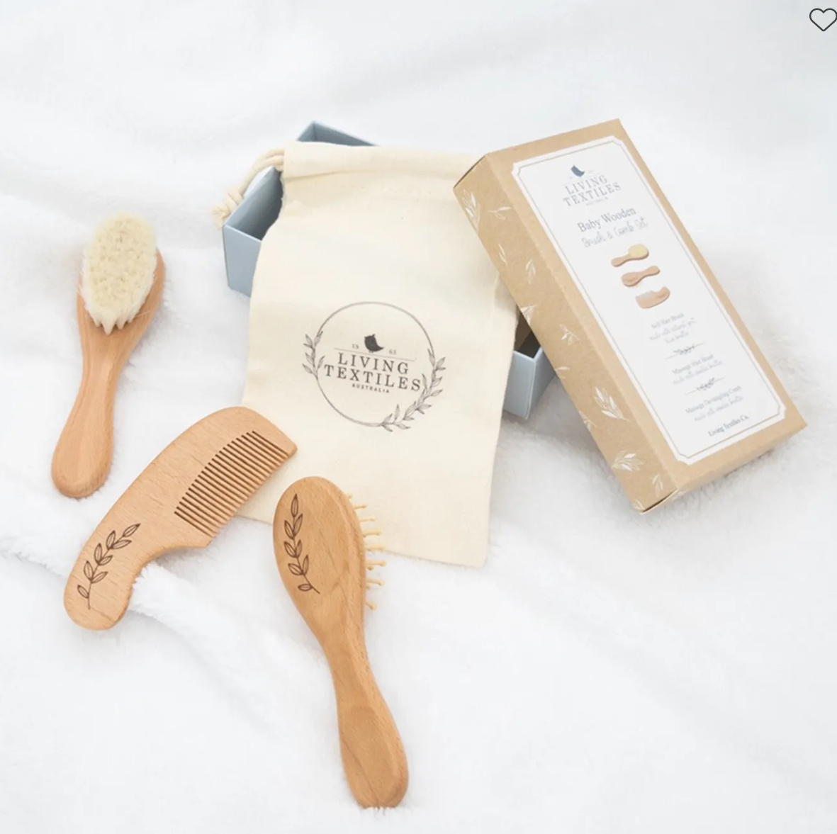 Living Textiles 3 Piece Set Baby Brushes Cuddly Bear