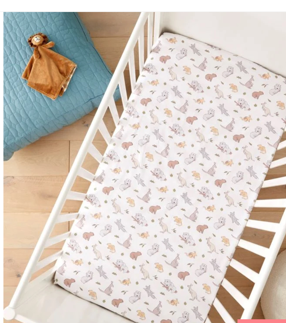 Little Animals Of Oz White Baby Fitted Sheets 2pk