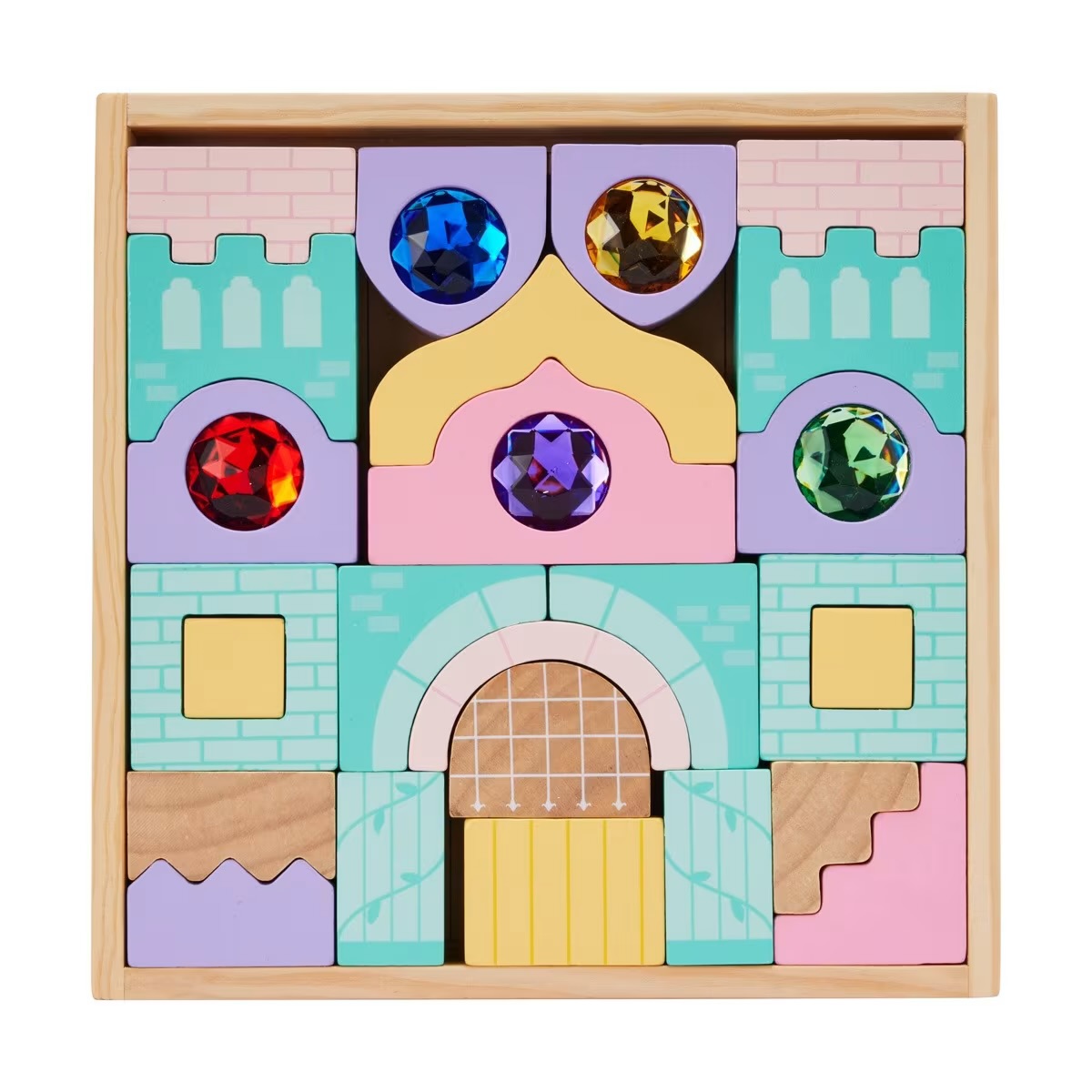 Wooden castle block set