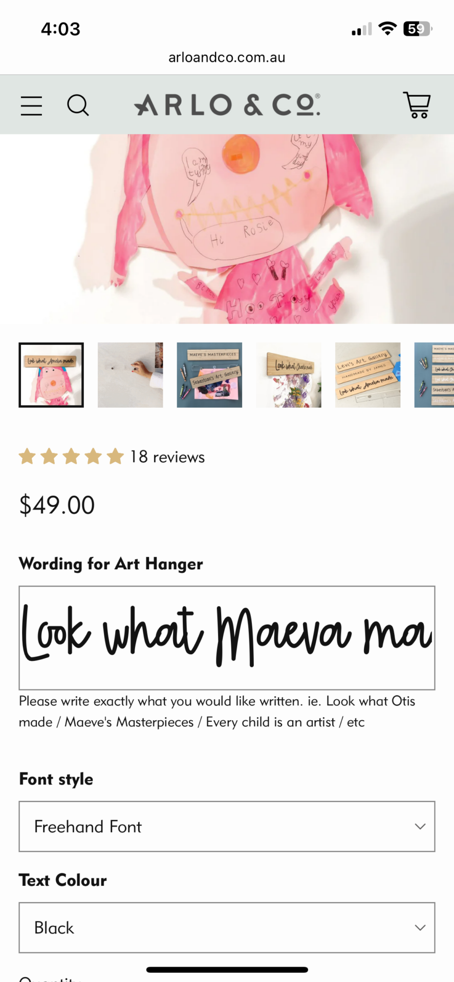 Art hanger from Arlo and co