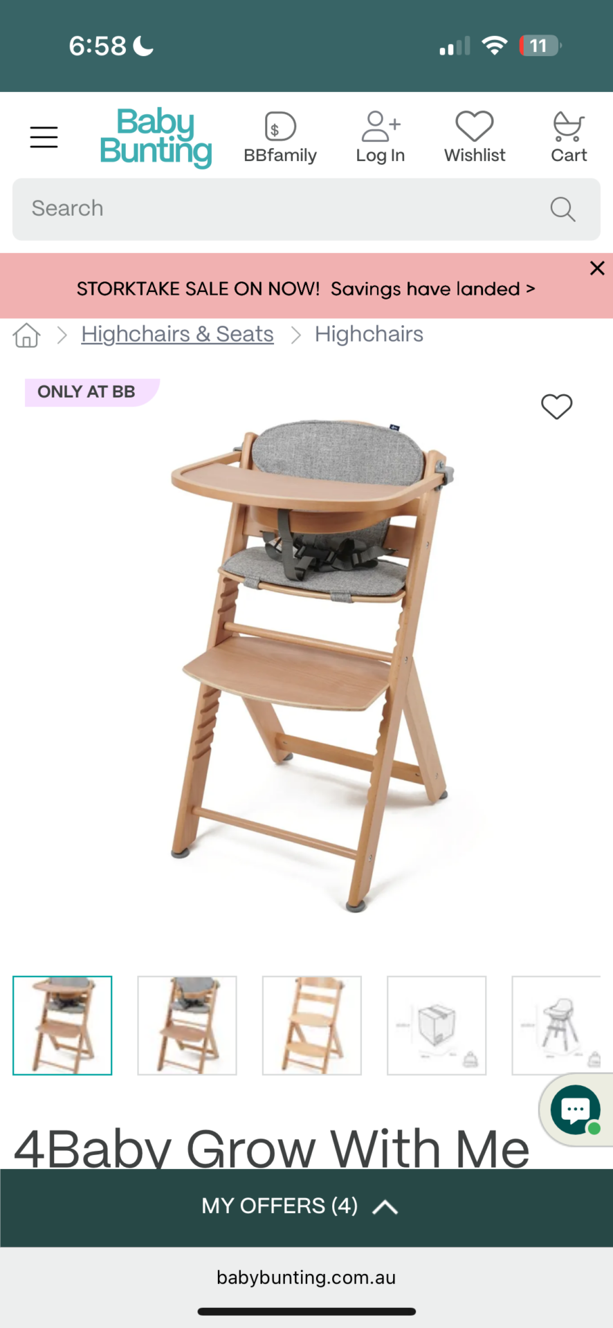 4Baby Grow With Me Wooden Highchair