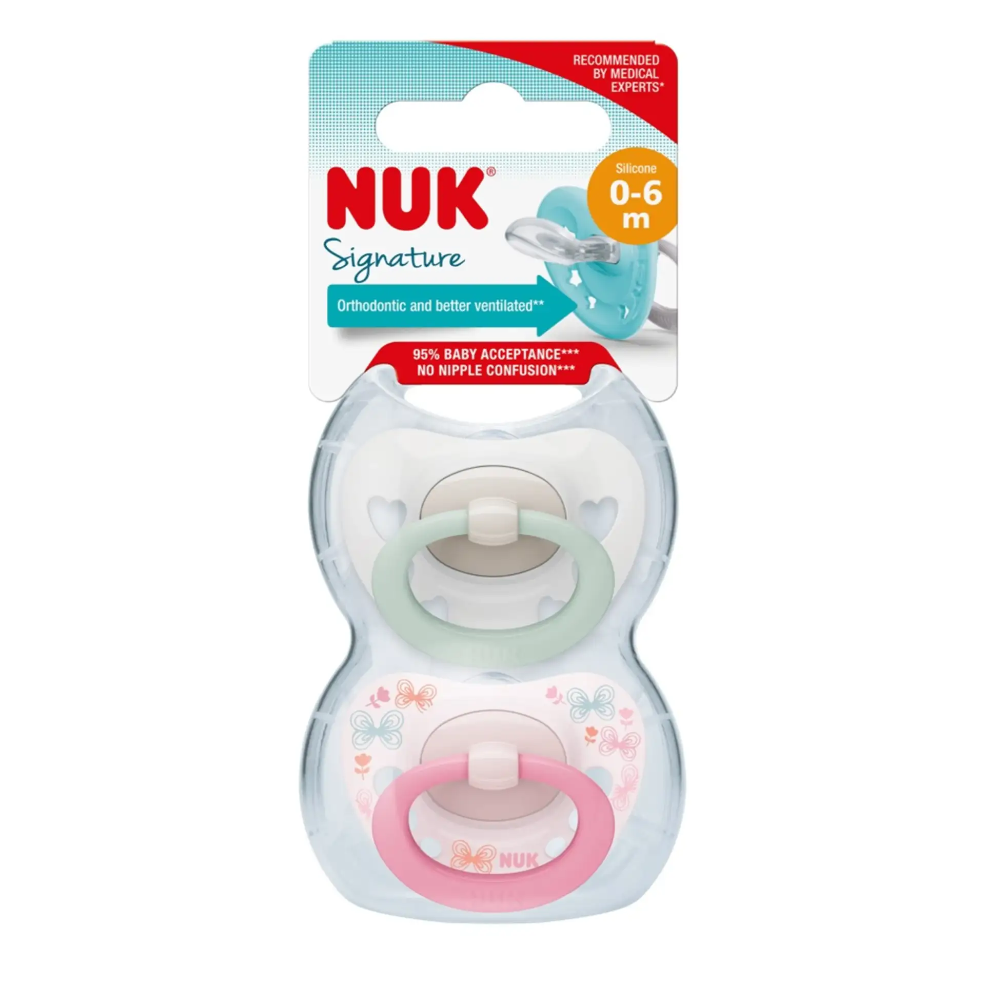 Nuk Signature Soother 0-6Months 2Pack Assorted $10.36