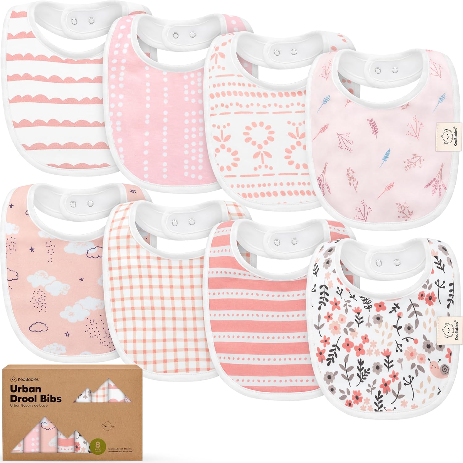 Organic Baby Bibs for Boys & Girls - Organic Cotton Teething Bib - Newborn Bibs for Baby Girl, Boy - Infant Bibs - Machine Washable Newborn Cloth Bib 0-24 Months Baby Drool Bibs (Sweet Charm) $35.96