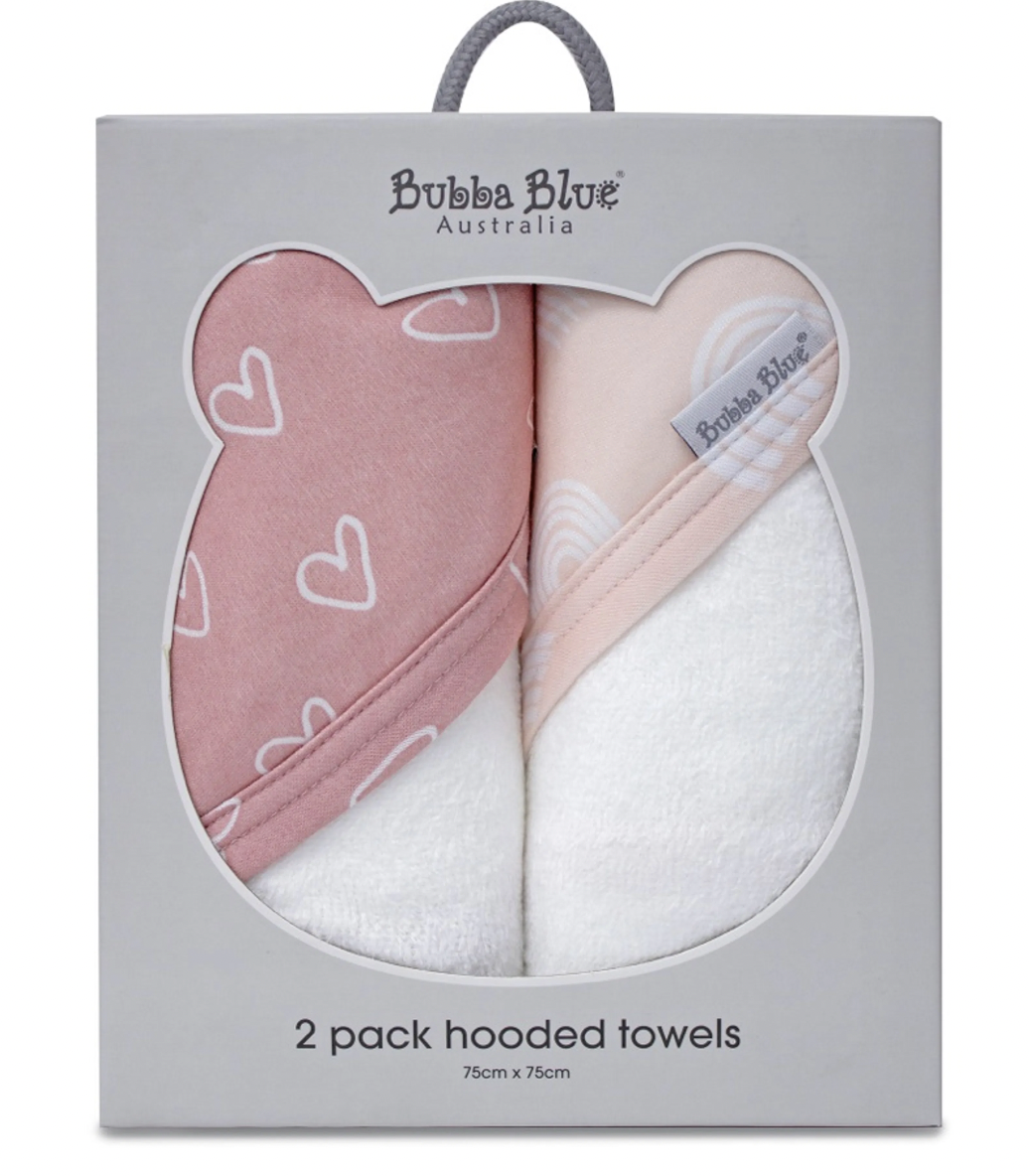Bubba Blue Nordic 2 Pack Hooded Towel Pink/Rose