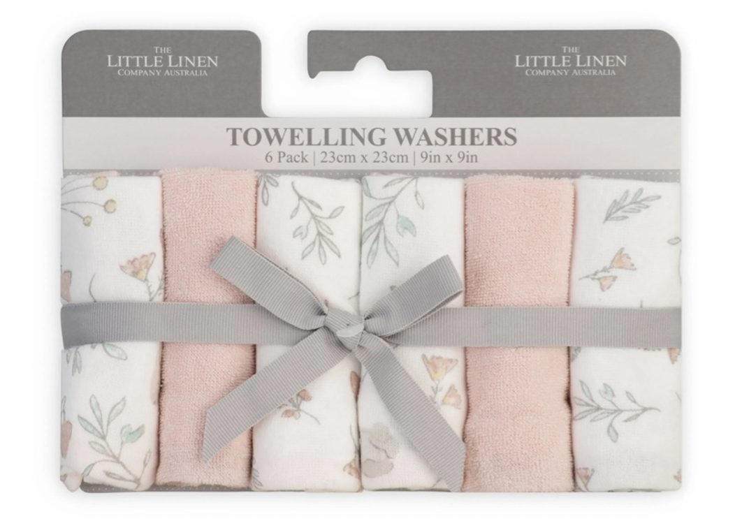 The Little Linen Co. Towelling Wash Cloth Harvest Bunny 6 Pack