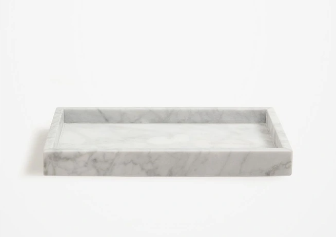 Country Road Loft Marble Tray in Snow