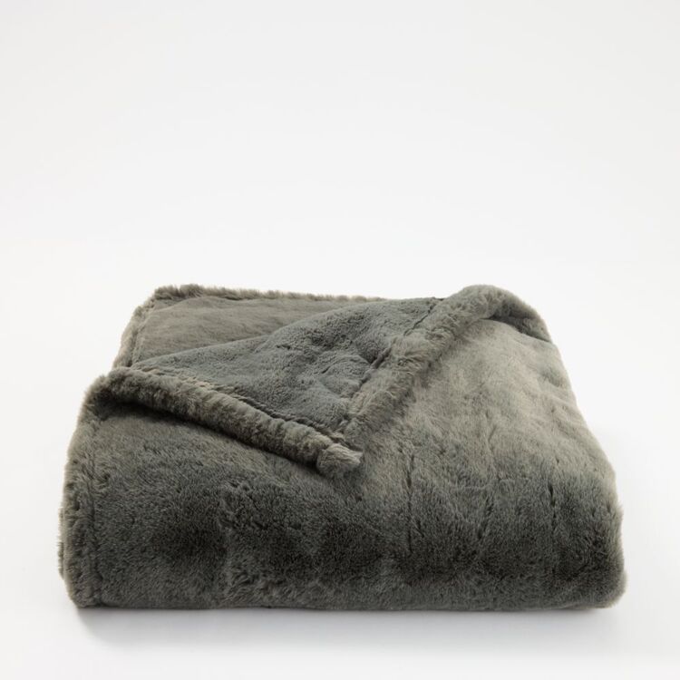 Soren Faux Fur Reversible Throw Grey