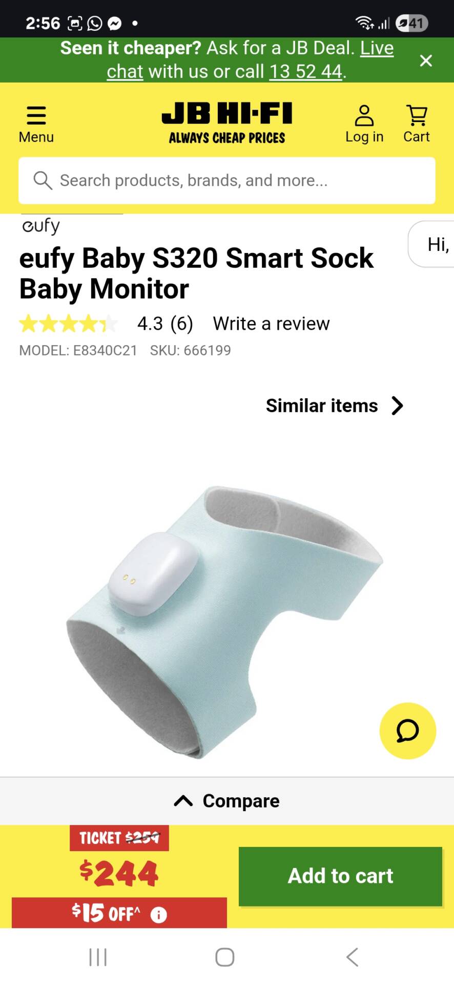Eufy S320 Smart Sock Baby Monitor