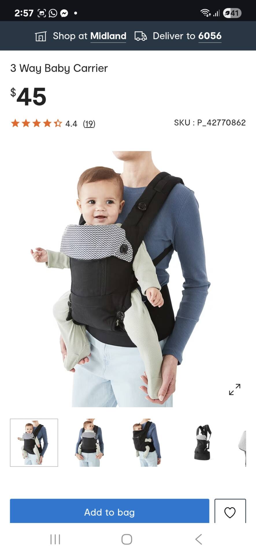 Kmart 3 Way Baby Carrier