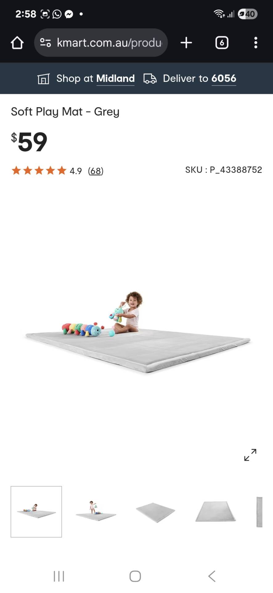 Kmart Soft Play Mat - Grey