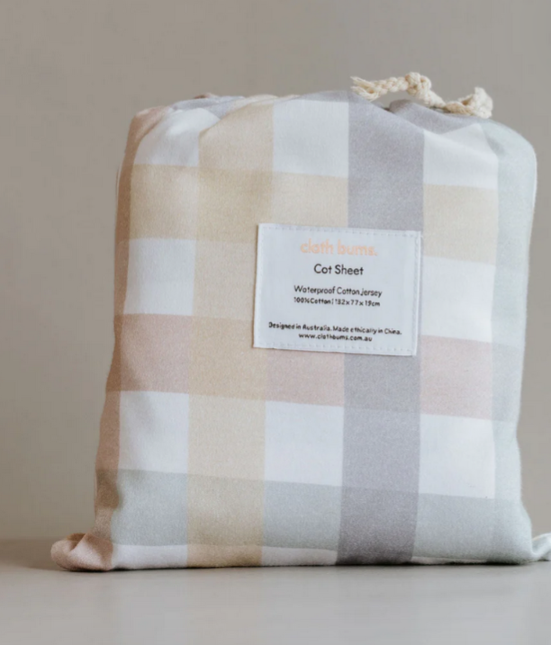 Clothbums | Waterproof Cot Sheet - Checkpoint