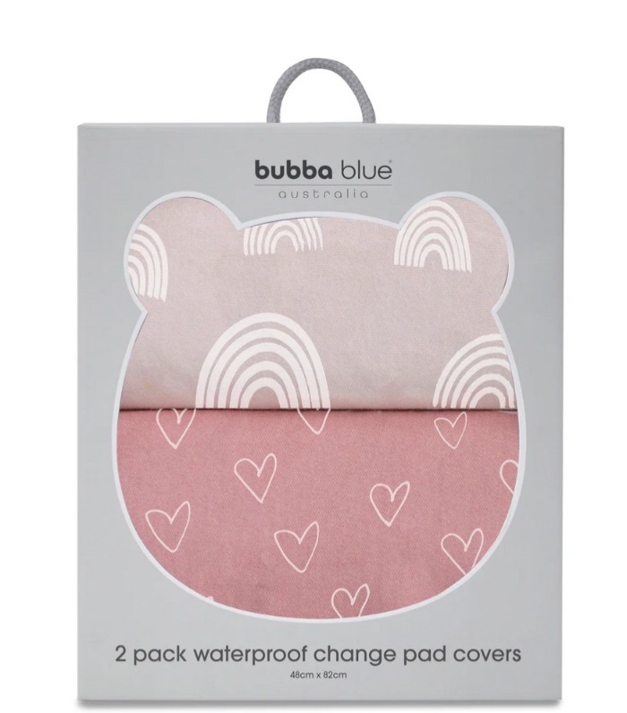 Baby Blue | Nordic 2pk Waterproof Change Pad Covers Dusty Berry/Rose