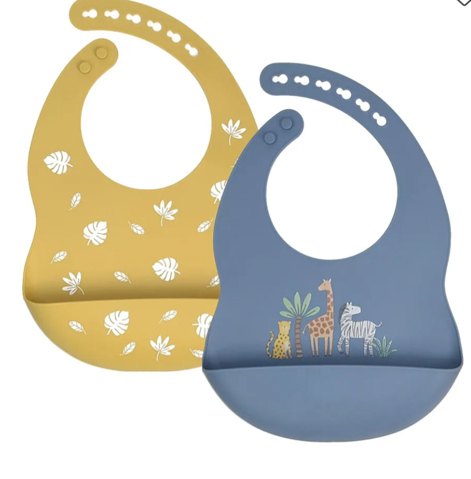 Little Rawr Silicone Bib - Safari 2 Pack
