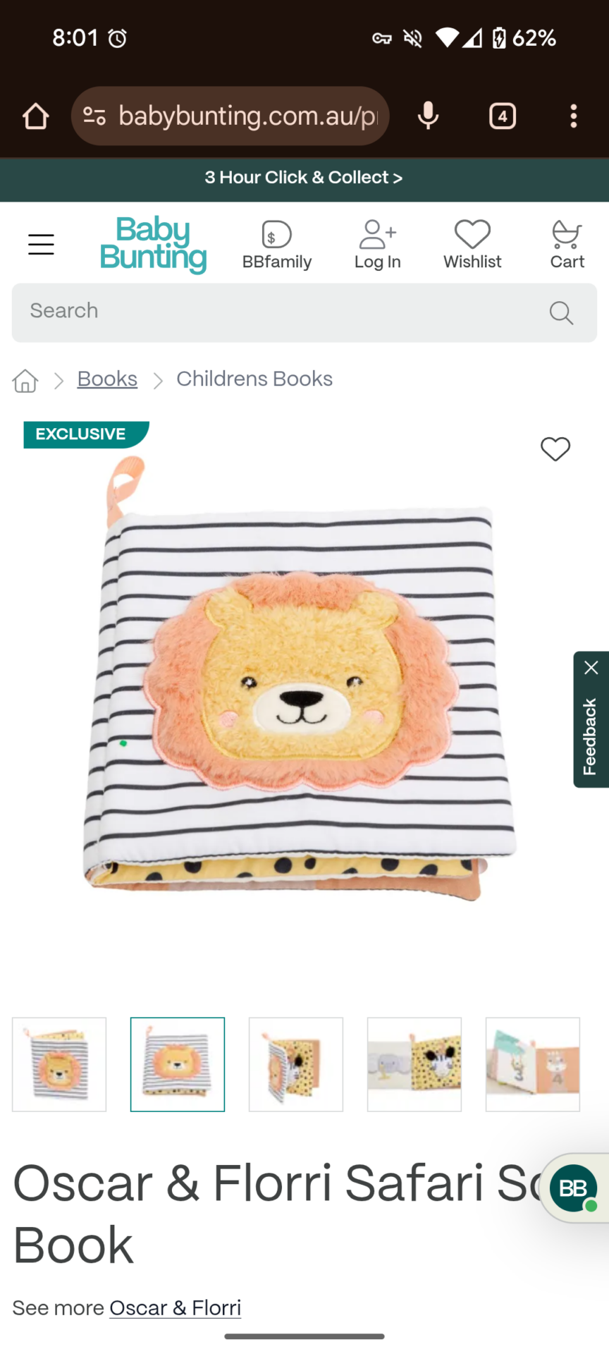 Oscar & Florri Safari Soft Book