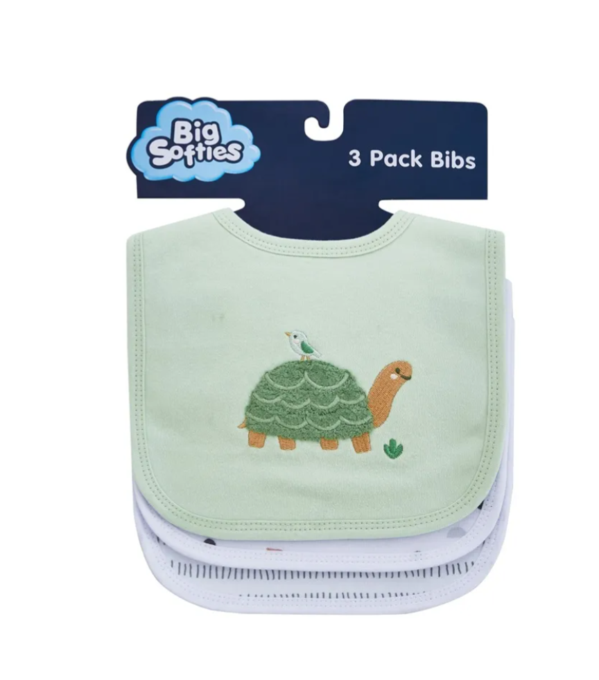 Big Softies Cotton Bibs Turtle 3Pack