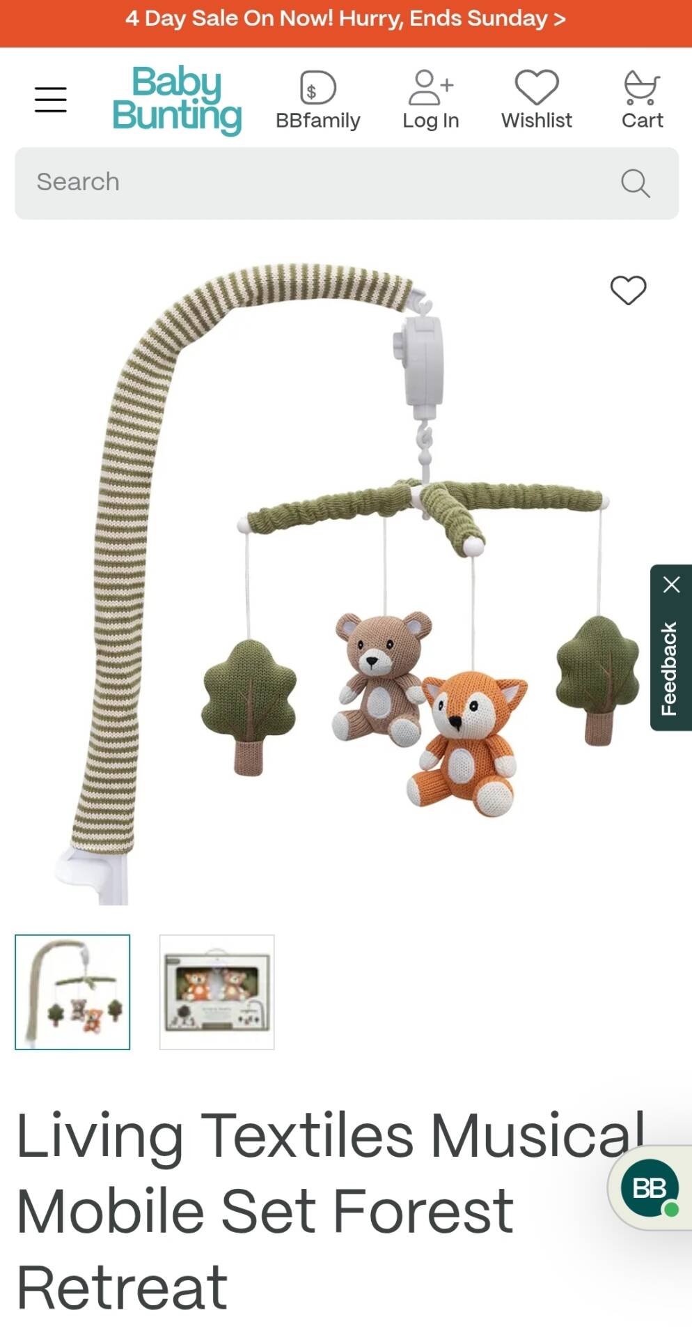 Living Textiles Musical Mobile Set Forest Retreat