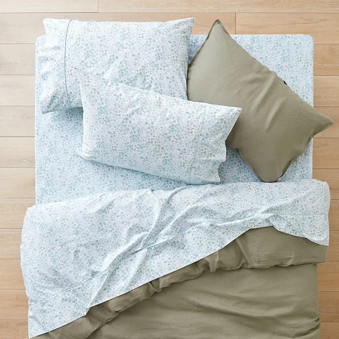 Beth Cotton Sheet Set - Green Floral