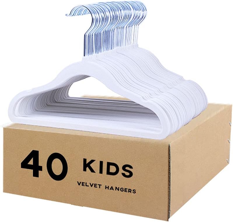veeyidd Kids Velvet Clothes Hangers, Non Slip Baby Hangers White (11.6" Inch - 40 Pack) $41.99