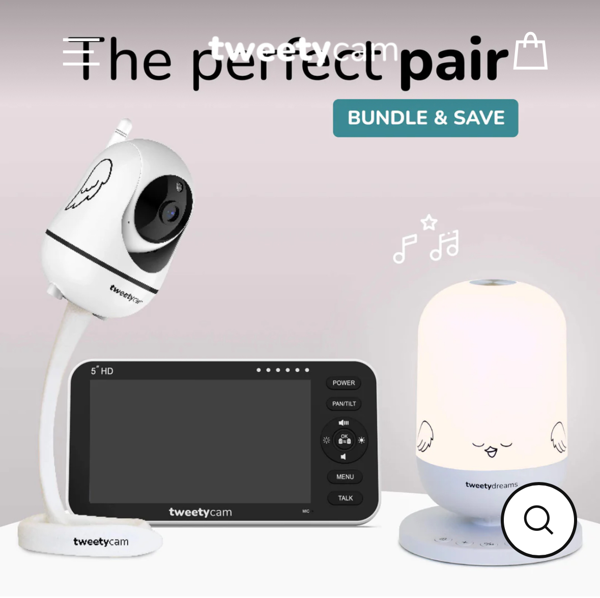 Tweety cam monitor and noise machine / night light