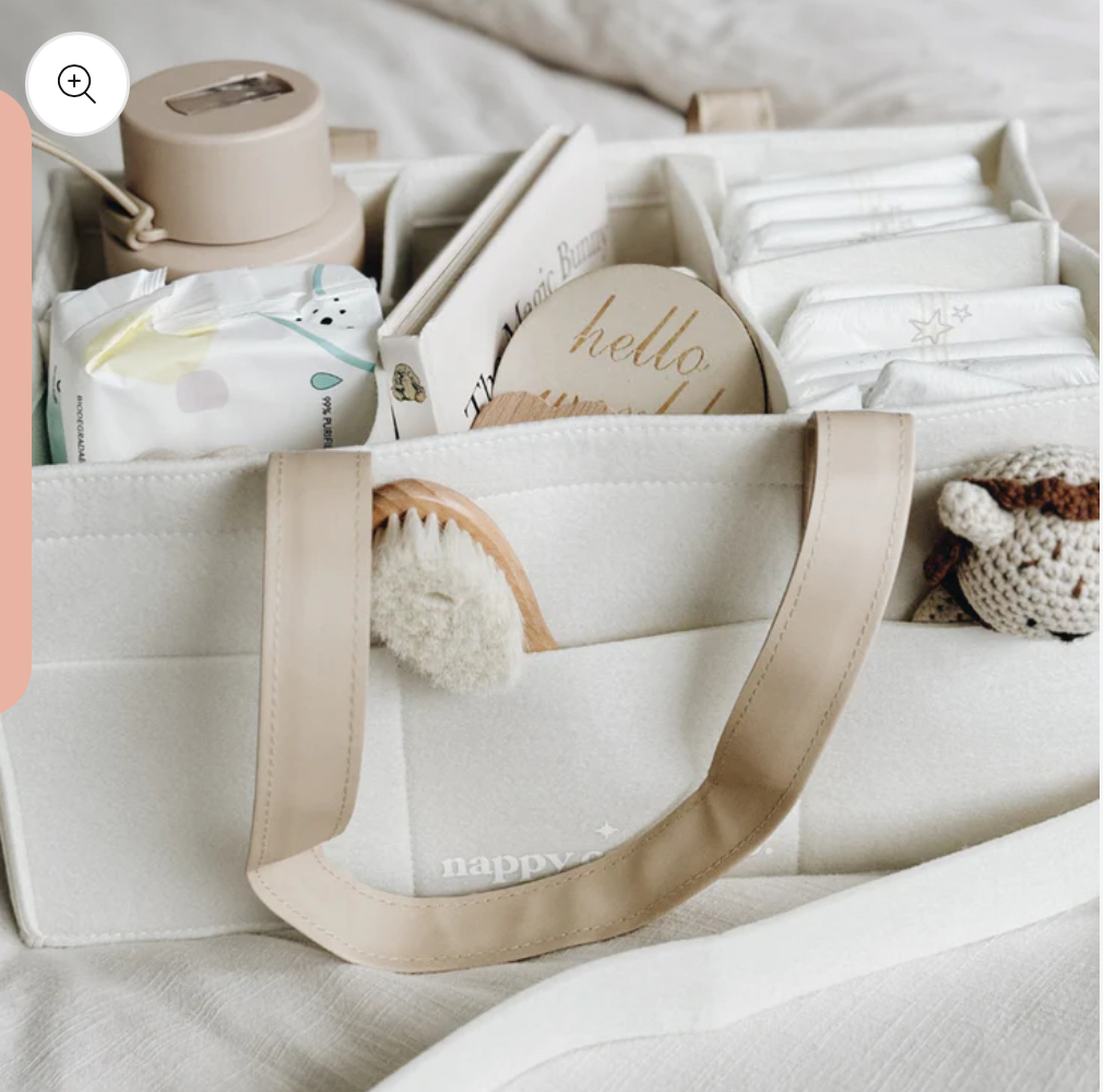 Deluxe White Felt Nappy Caddy- Nappy Caddy Co