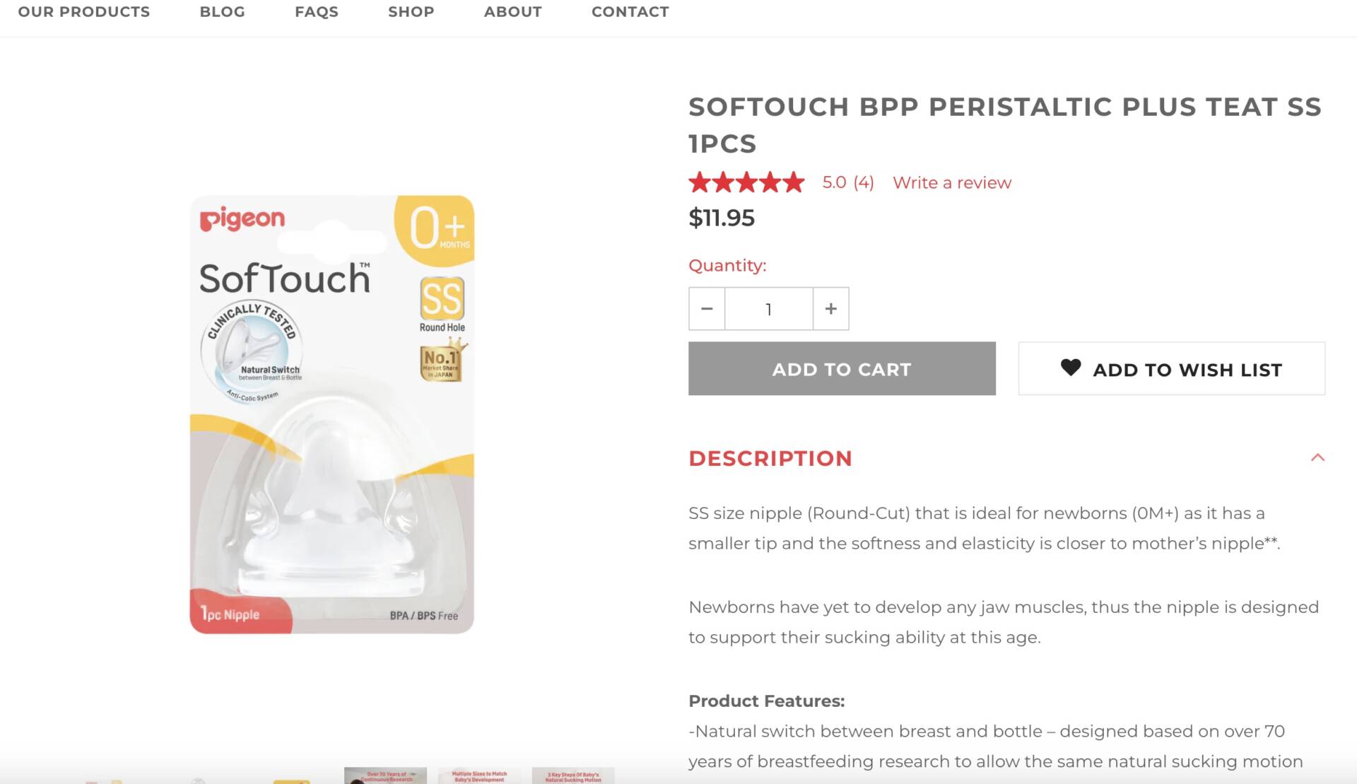 SOFTOUCH BPP PERISTALTIC PLUS TEAT SS 1PCS