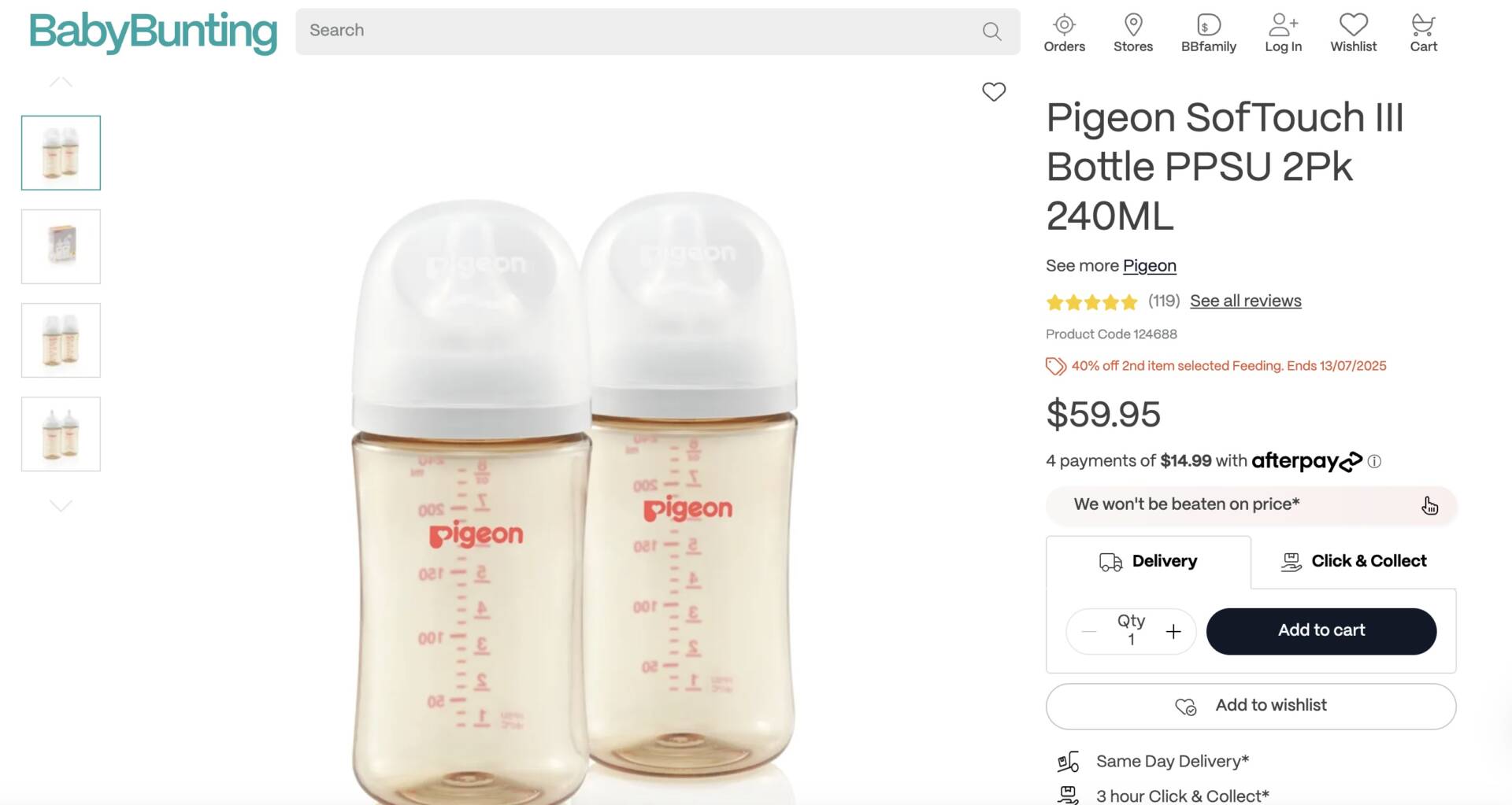 Larger volume Pigeon Bottles