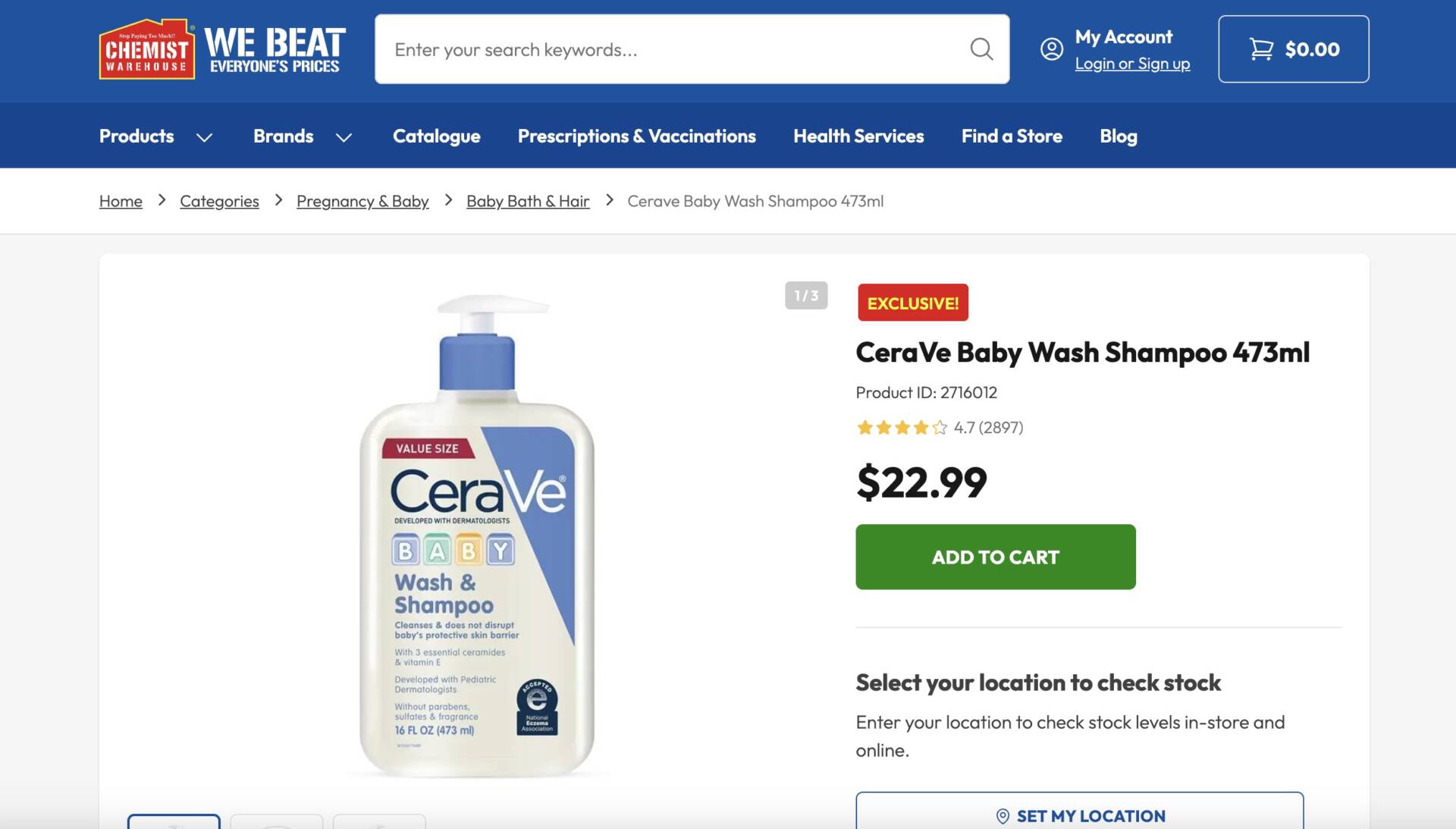 Cerave baby wash shampoo