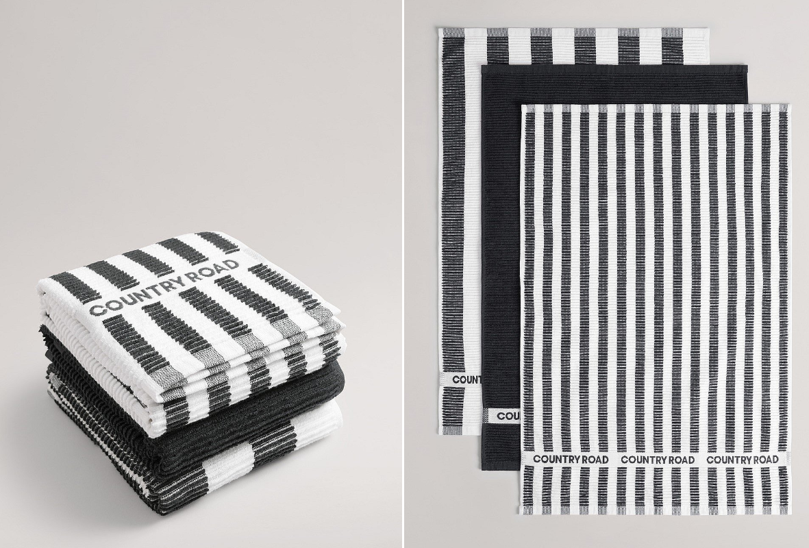 CR Stripe Australian Cotton Tea Towel Pack of 3