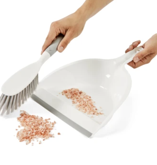 Dustpan and Brush, White and Grey