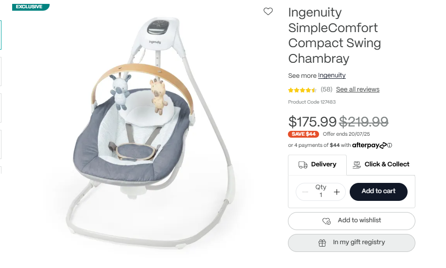 Ingenuity SimpleComfort Compact Swing Chambray