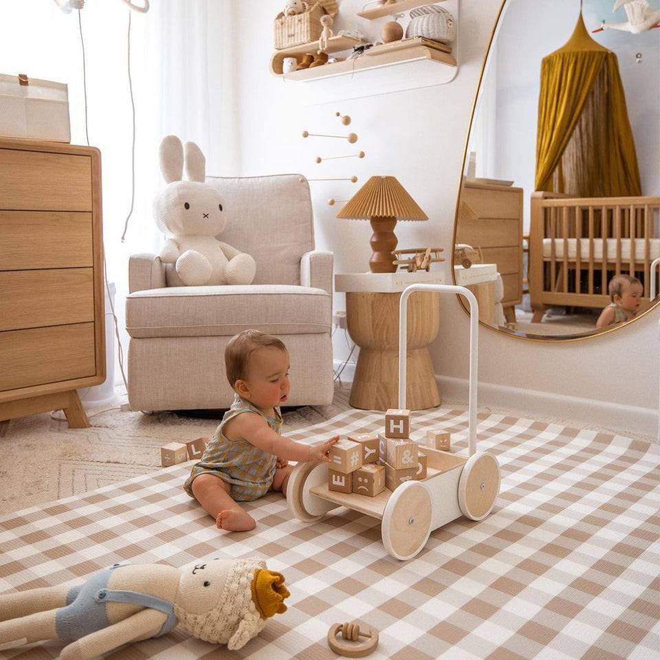 Gingham Play Mat - Latte