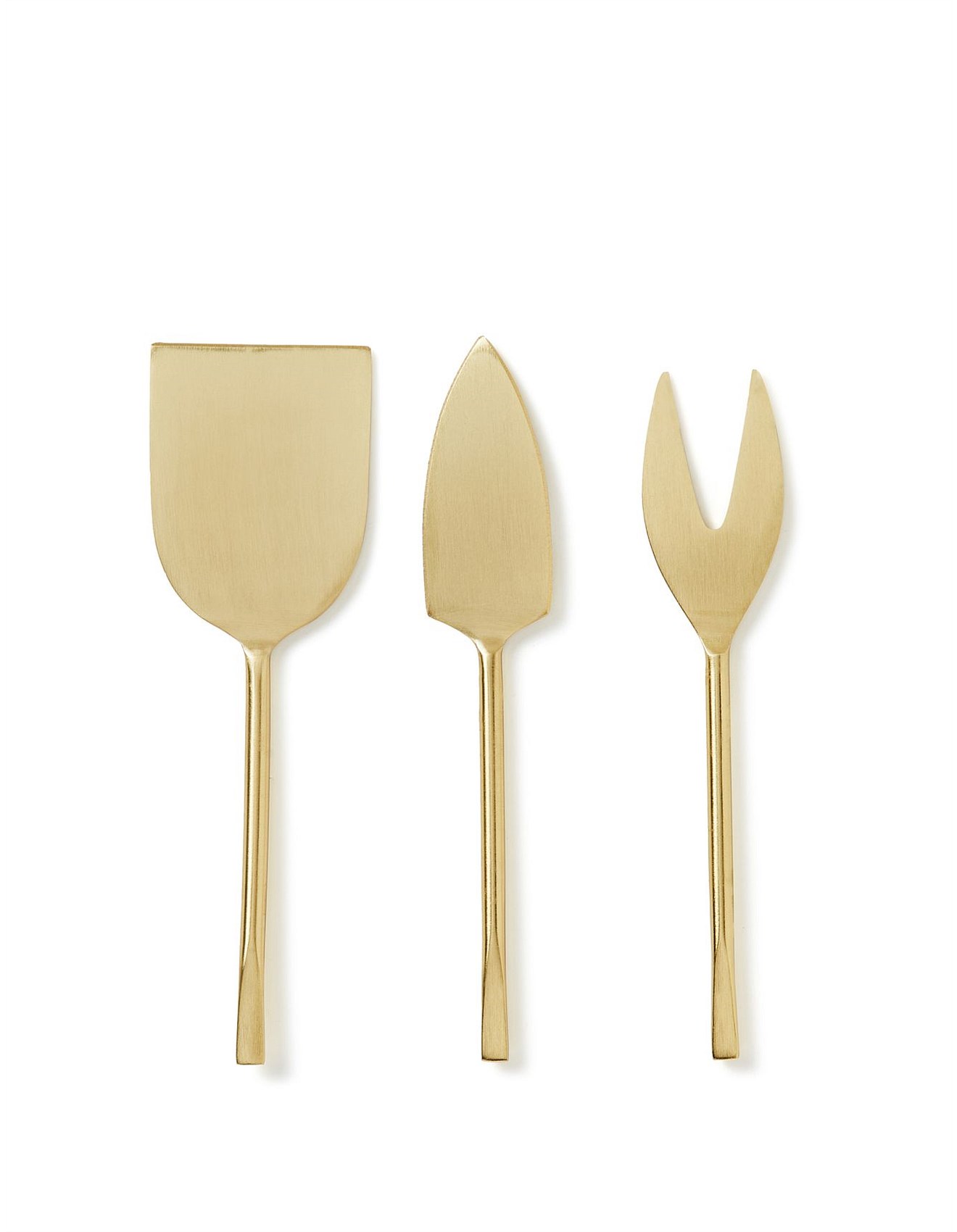 Elegant Brushed Brass Cheese Knife Set of 3