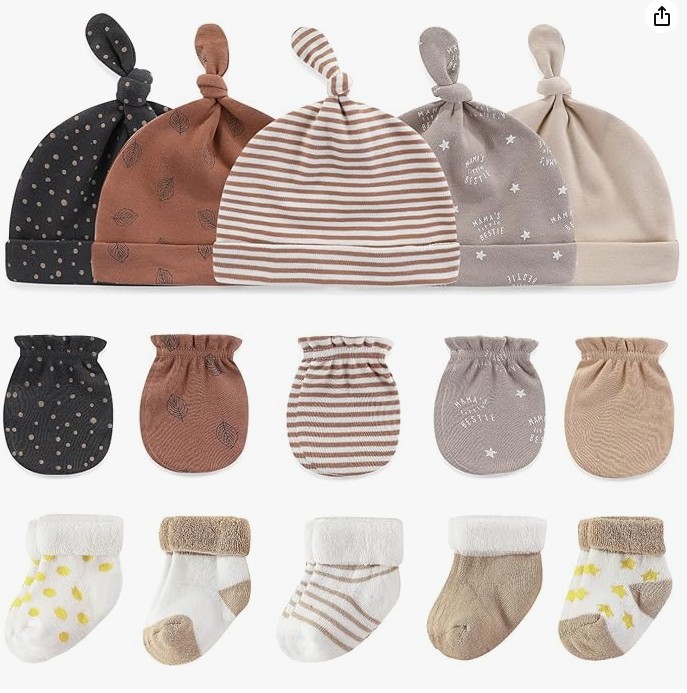 New Born Baby Hats Mittens and Socks Cotton Newborn Essentials