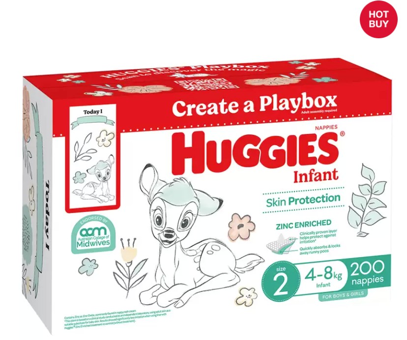 Huggies Unisex Ultimate Nappies Size 2 Infant (4-8 kg) 200 Nappies