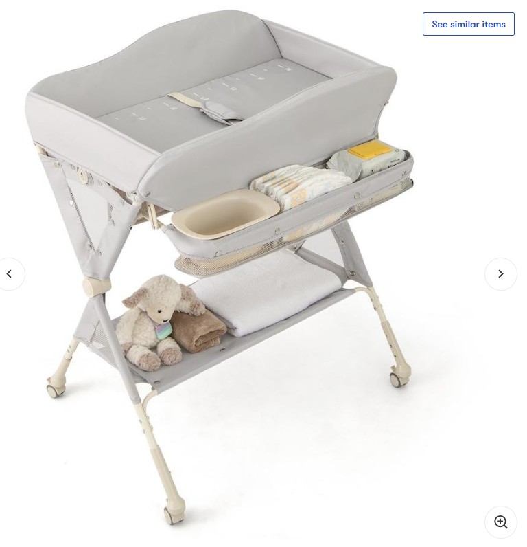 Giantex Baby Changing Table Foldable Diaper Change Station w/Safety Belt Newborn Nursery Organizer Grey